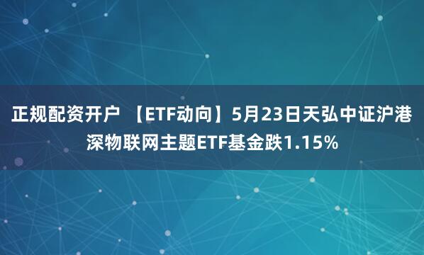正规配资开户 【ETF动向】5月23日天弘中证沪港深物联网主题ETF基金跌1.15%